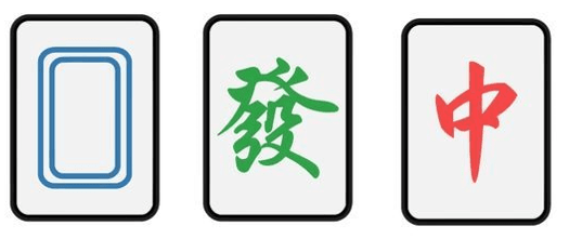 Mahjong Dragon Tiles - White, Green, Red